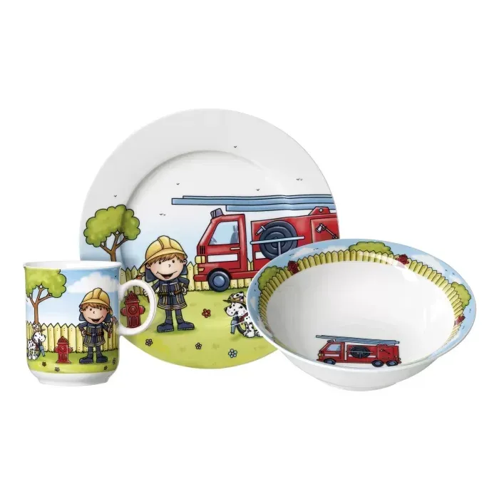 Kinder-Essgeschirr - Kinderset 3 tlg. Feuerwehrmann Bernie Kinder-Essgeschirr - Kinderset 3 tlg. Feuerwehrmann Bernie