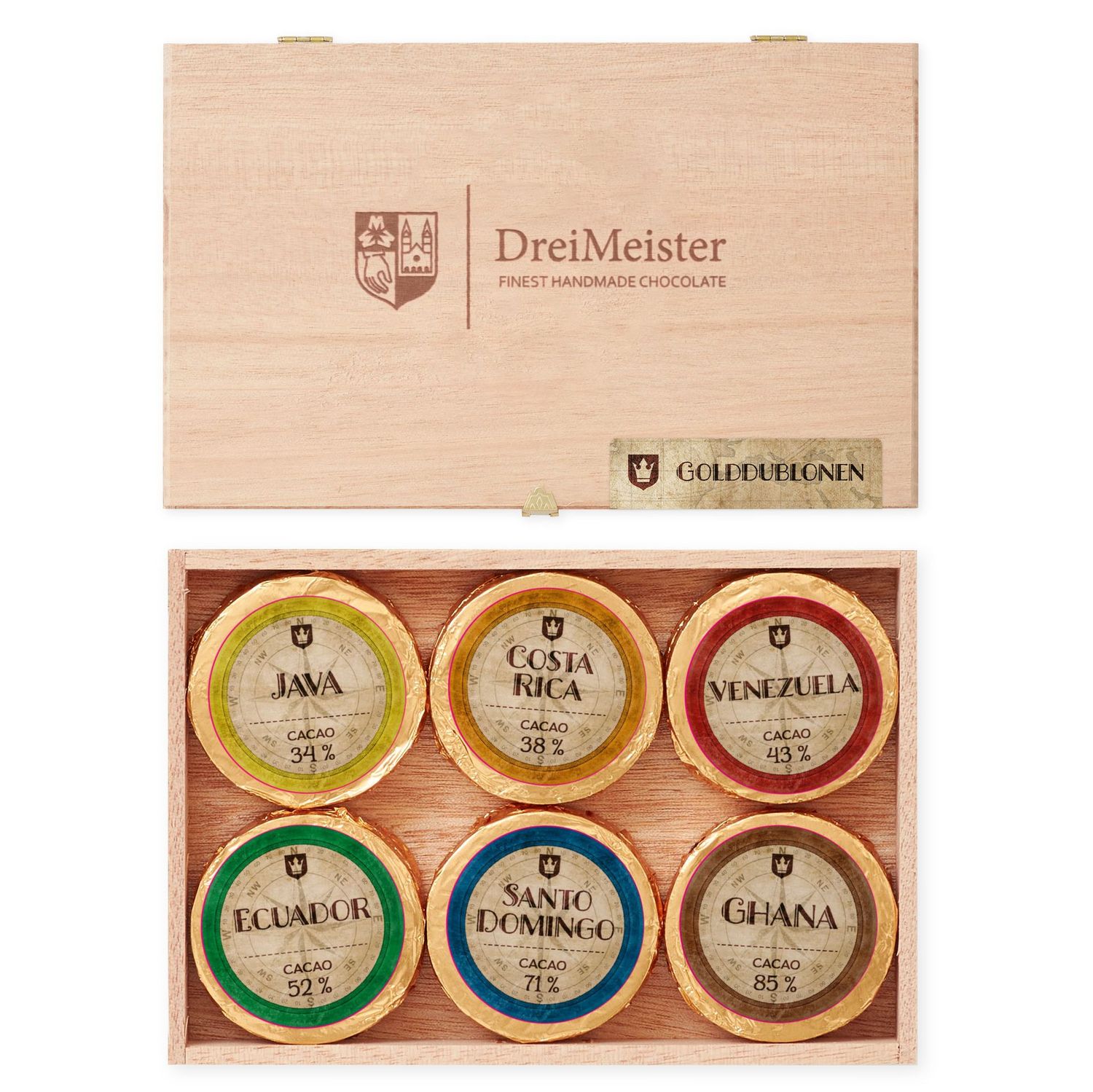 12er Holzkiste mit Golddublonen