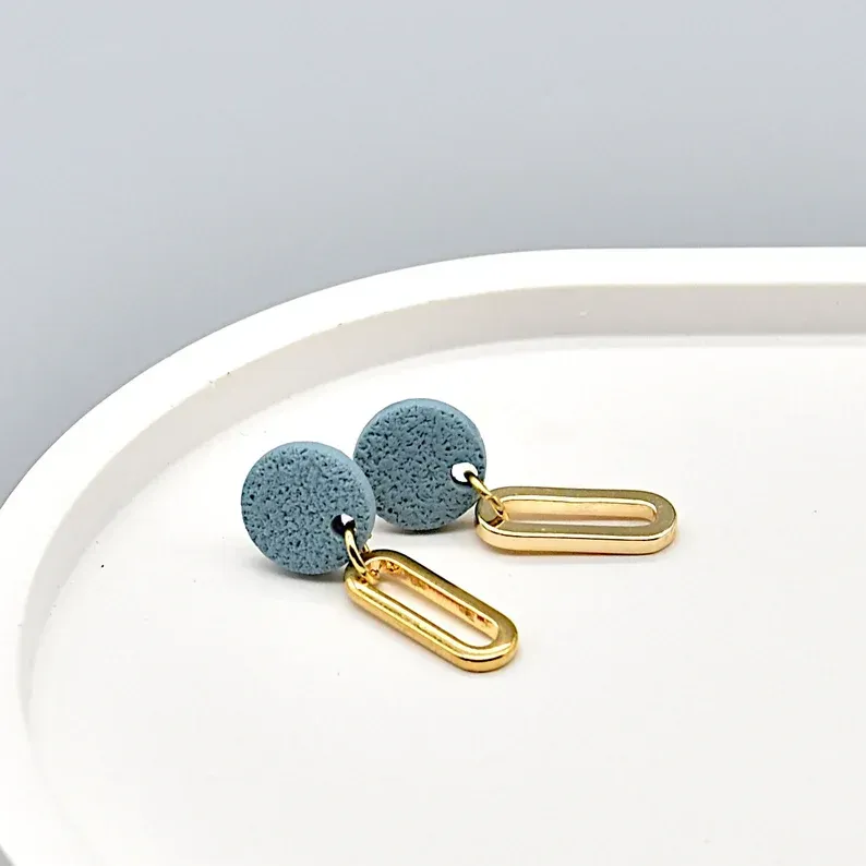 Ohrringe Ohrringe "Claire", Rauchblau, 18K vergoldet