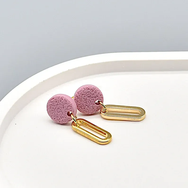 Ohrringe Ohrringe "Claire", Rosa, 18K vergoldet