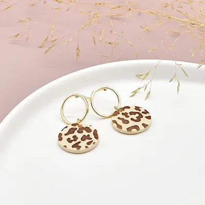 Ohrringe Ohrringe "Zuri", Leoparden-Muster, 18K vergoldet