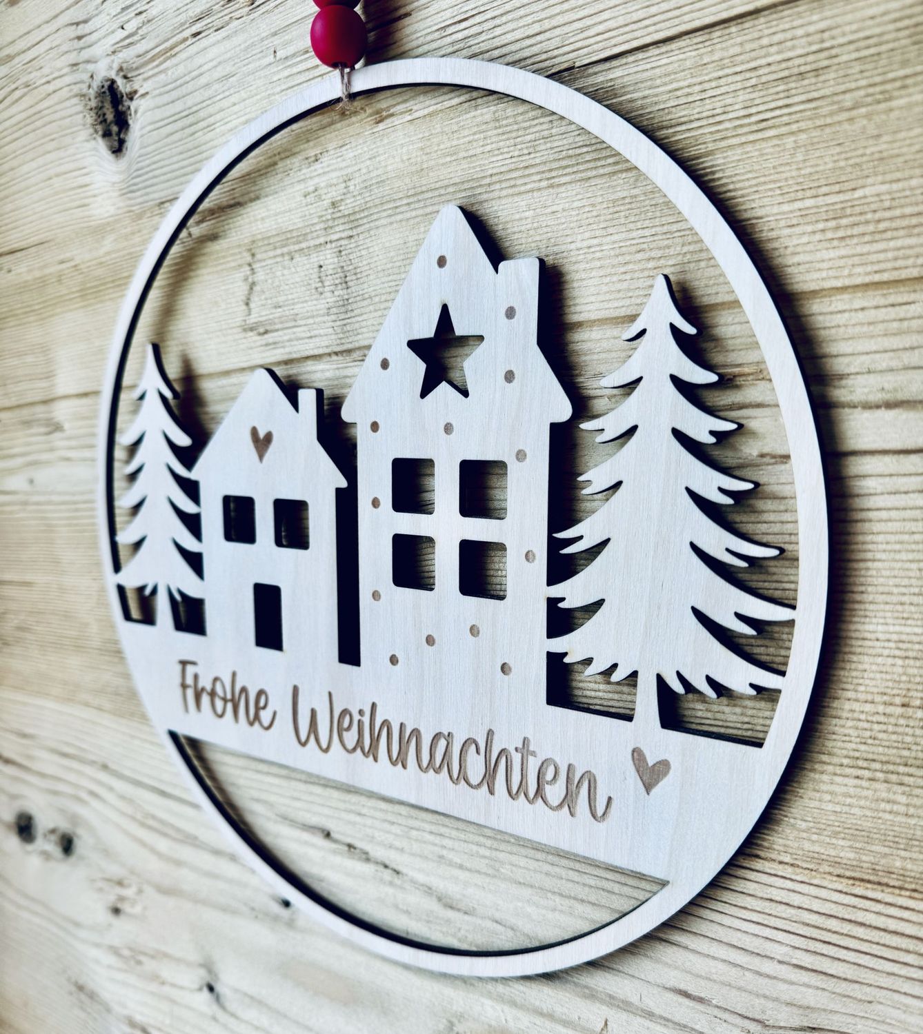 Holzkranz Frohe Weihnachten