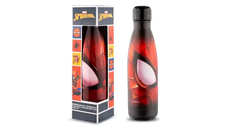 Wasserflasche Spiderman mit Karton
