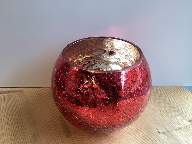 Teelichtglas Rot/Gold Teelichtglas Rot/Gold