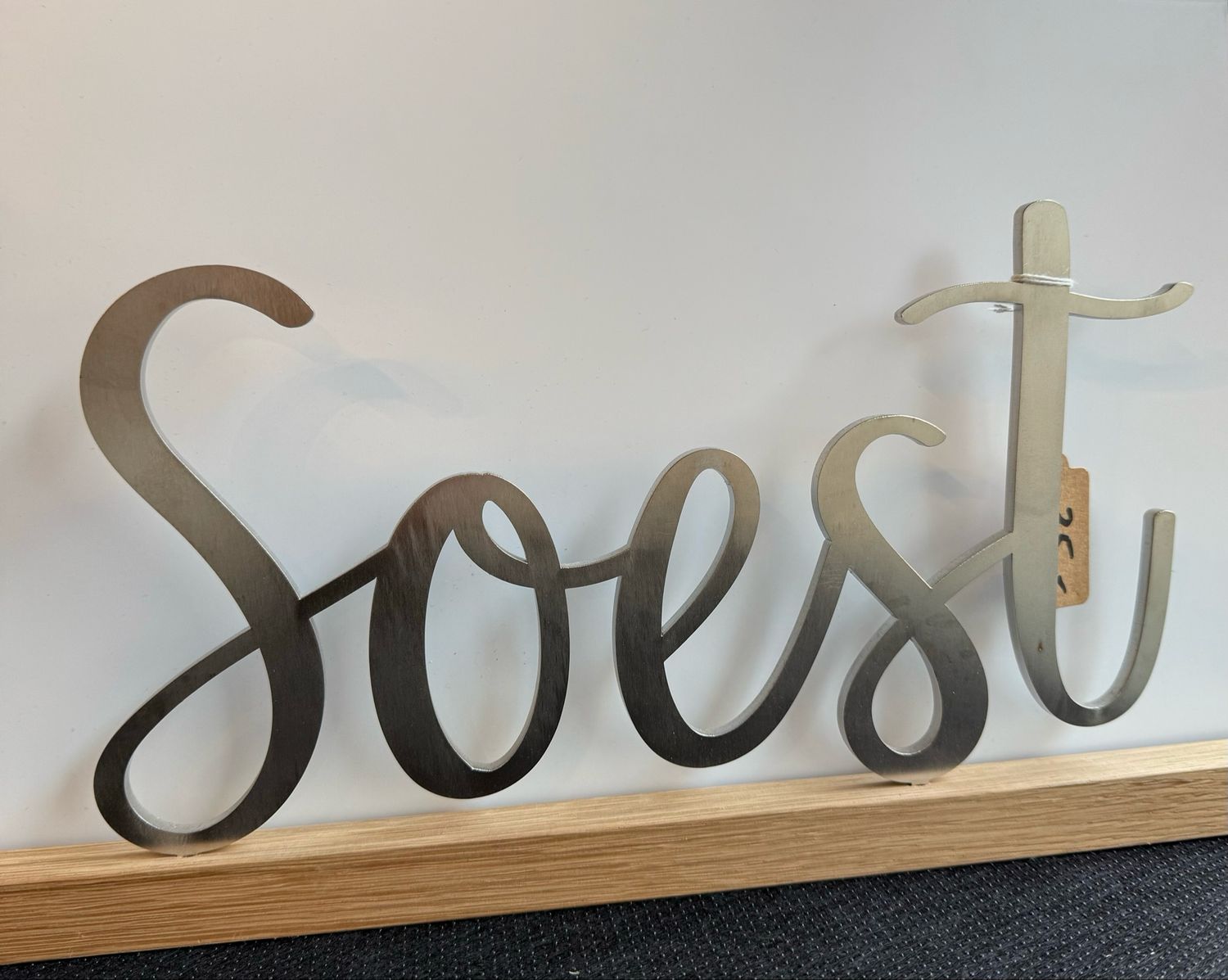 Schriftzug Soest Stahl Holz
