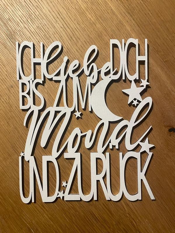 Schriftzug - Ich liebe dich bis zum Mond und zurück Schriftzug - Ich liebe dich bis zum Mond und zurück