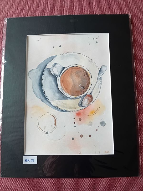 Aquarellbild Kaffee Aquarellbild Kaffee