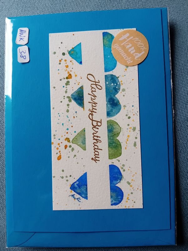Grußkarte Happy Birthday Blau Grußkarte Happy Birthday Blau
