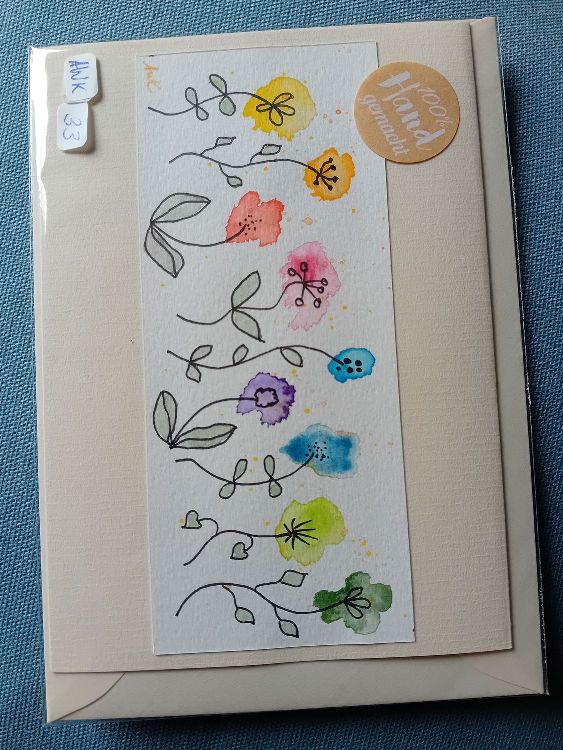 Grußkarte Blumen Beige