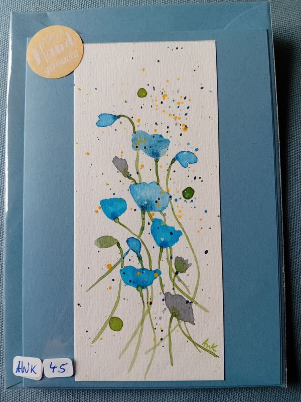 Grußkarte Blumen Lang Blau Grußkarte Blumen Lang Blau