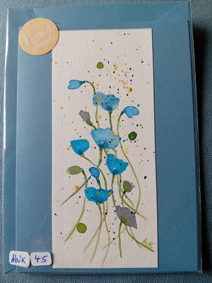 Grußkarte Blumen Lang Blau Grußkarte Blumen Lang Blau