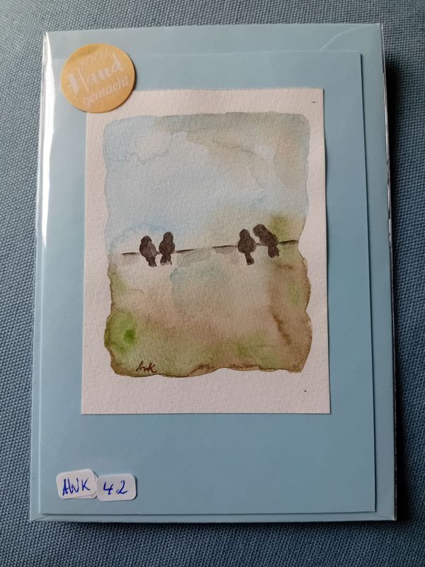 Grußkarte Vögel Blau Grußkarte Vögel Blau