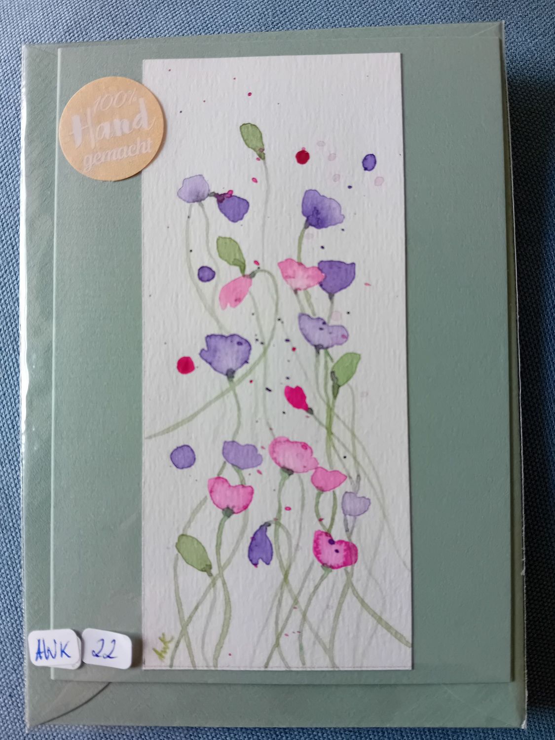 Grußkarte Blumen Mint