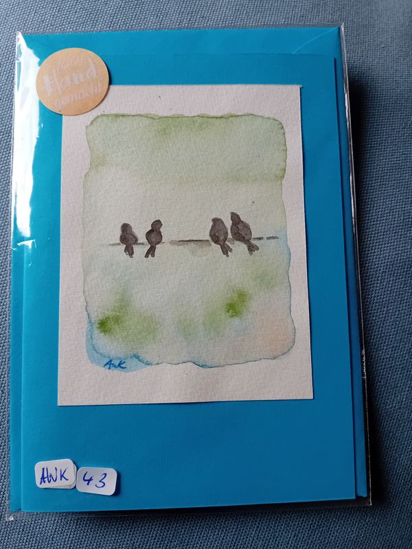 Grußkarte Vögel Hellblau Grußkarte Vögel Hellblau