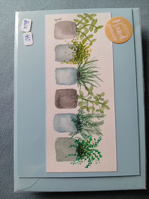Grußkarte Blumen mit Topf Hellblau Grußkarte Blumen mit Topf Hellblau