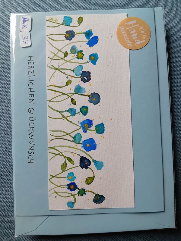 Grußkarte Blumen Herzlichen Glückwunsch Hellblau Grußkarte Blumen Herzlichen Glückwunsch Hellblau