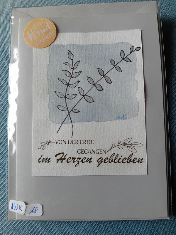 Grußkarte von der Erde gegangen im Herzen geblieben Grau Grußkarte von der Erde gegangen im Herzen geblieben Grau