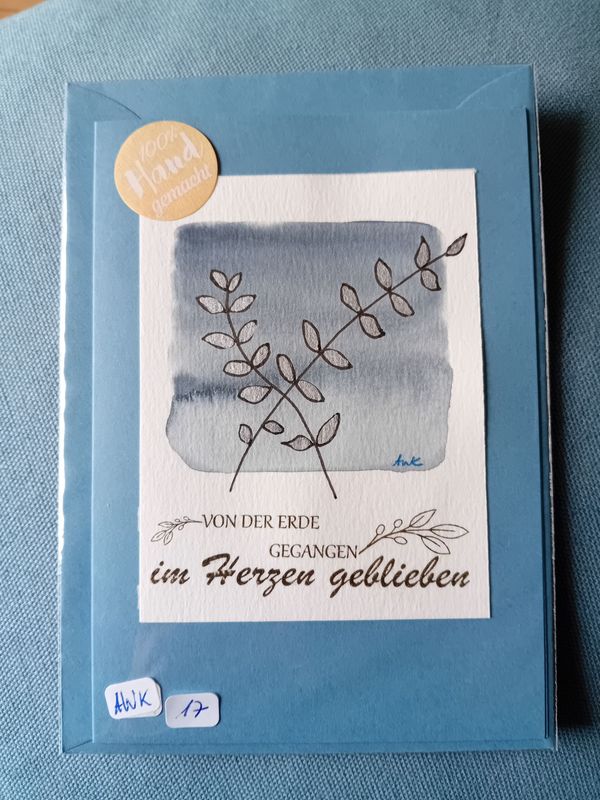 Grußkarte von der Erde gegangen im Herzen geblieben Blau Grußkarte von der Erde gegangen im Herzen geblieben Blau