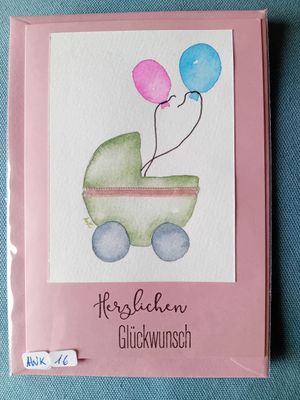 Grußkarte Kinderwagen Rosa Grußkarte Kinderwagen Rosa