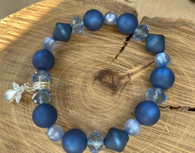 Armband elastisch blau Anhänger Engel Armband elastisch blau Anhänger Engel