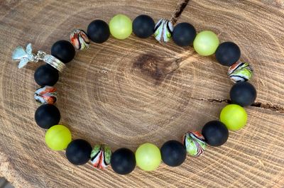 Armband elastisch schwarz grün Anhänger Engel Armband elastisch schwarz grün Anhänger Engel
