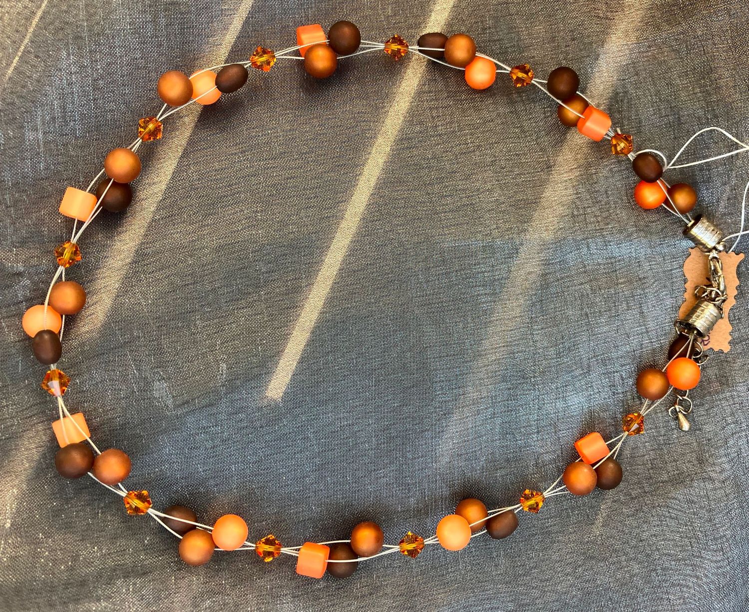 Halskette orange/braun