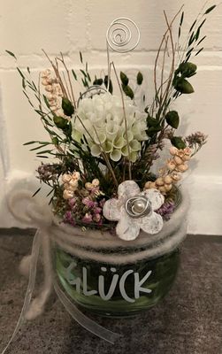 Glücksglas mit Blüten Glücksglas mit Blüten