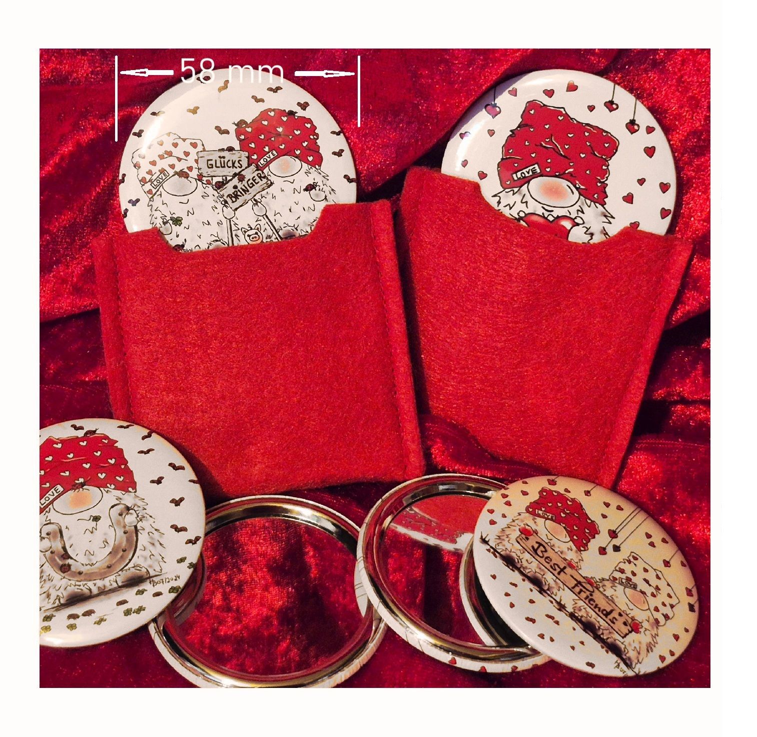 Taschenspiegel verschiedene mit Wichteln