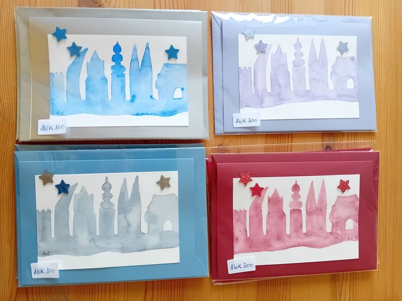 Grußkarte Soest mit Sternen verschiedene Farben