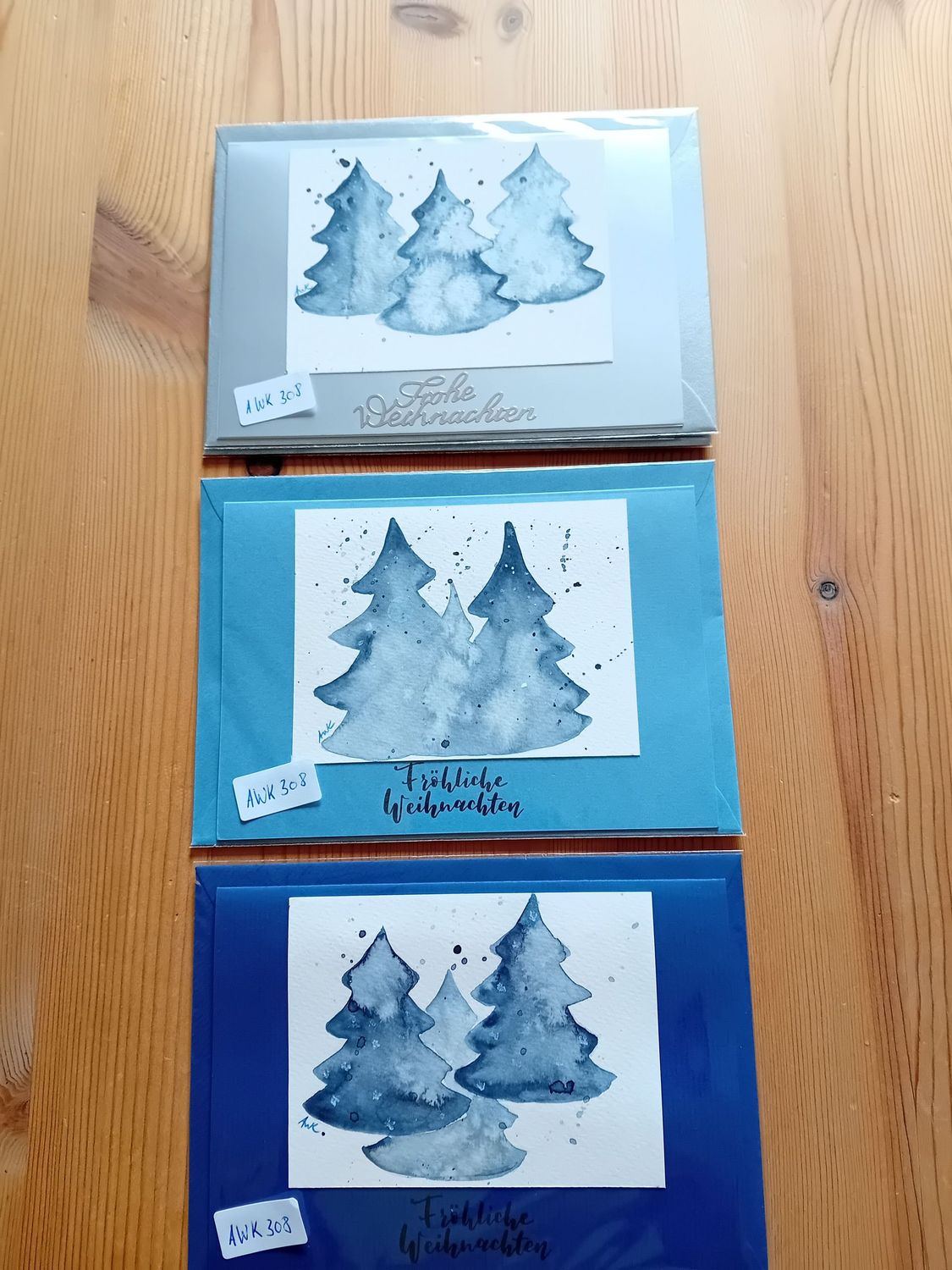 Grußkarte mit Weihnachtsbäumen