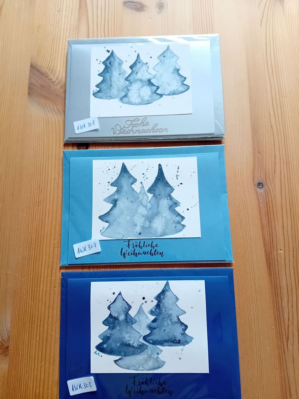 Grußkarte mit Weihnachtsbäumen