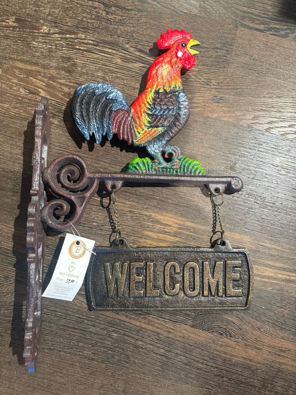 Gus Willkommen Schild mit Hahn