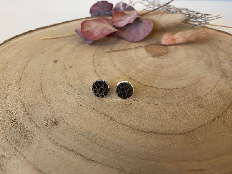 silbergefasste Holzohrstecker Leo