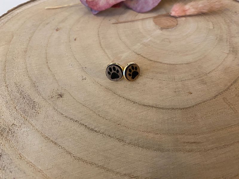 goldgefasste Holzohstecker Pfote goldgefasste Holzohstecker Pfote