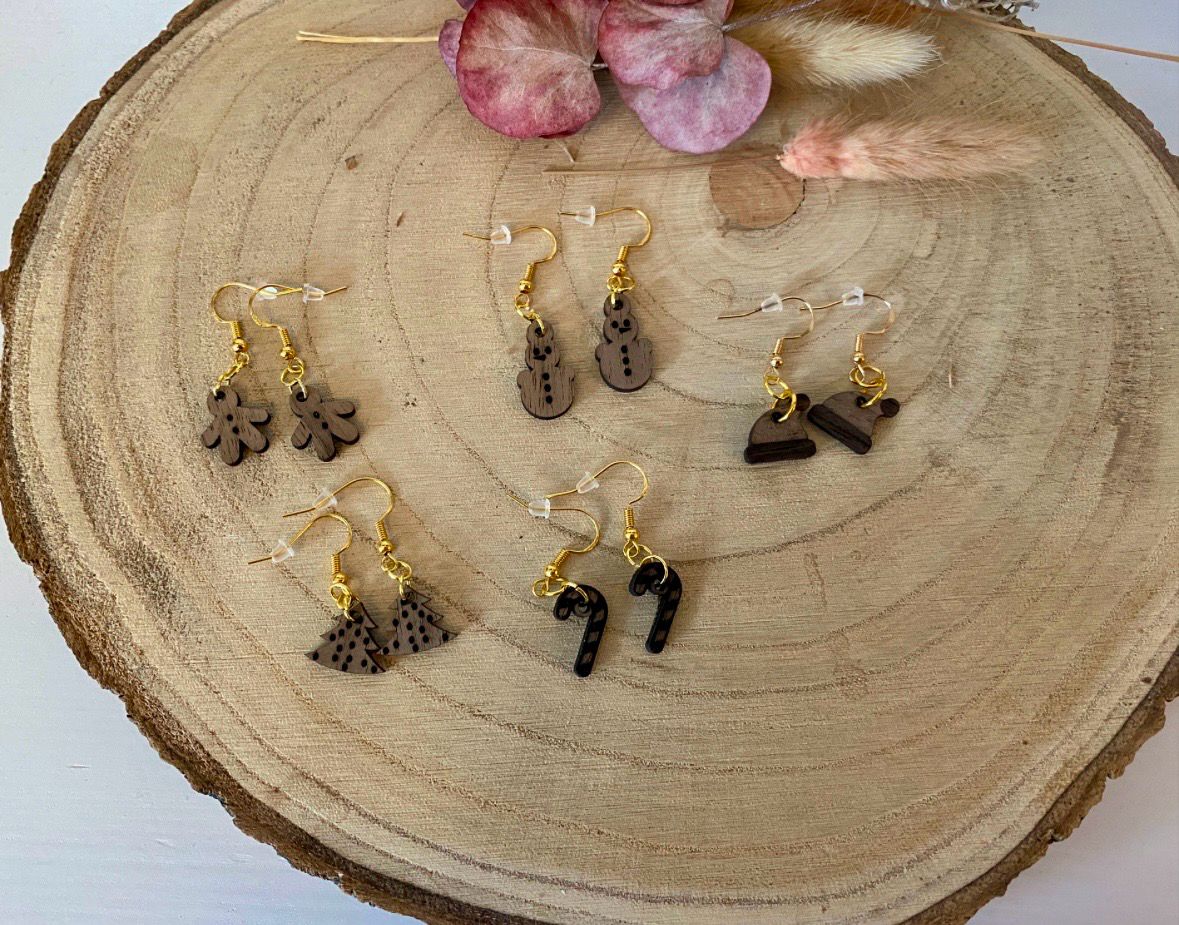 Holzohrhänger Weihnachten Holzohrhänger Weihnachten