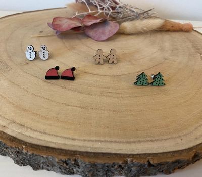 handbemalte Holzohrstecker Weihnachten