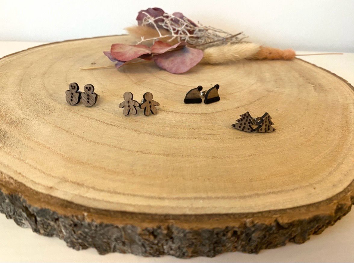 Holzohrstecker Weihnachten