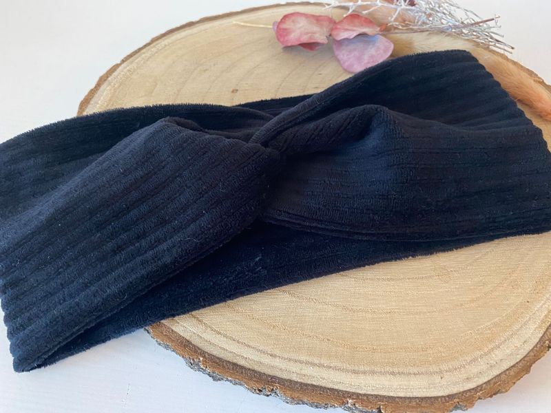 Knotenhaarband Cordjersey schwarz