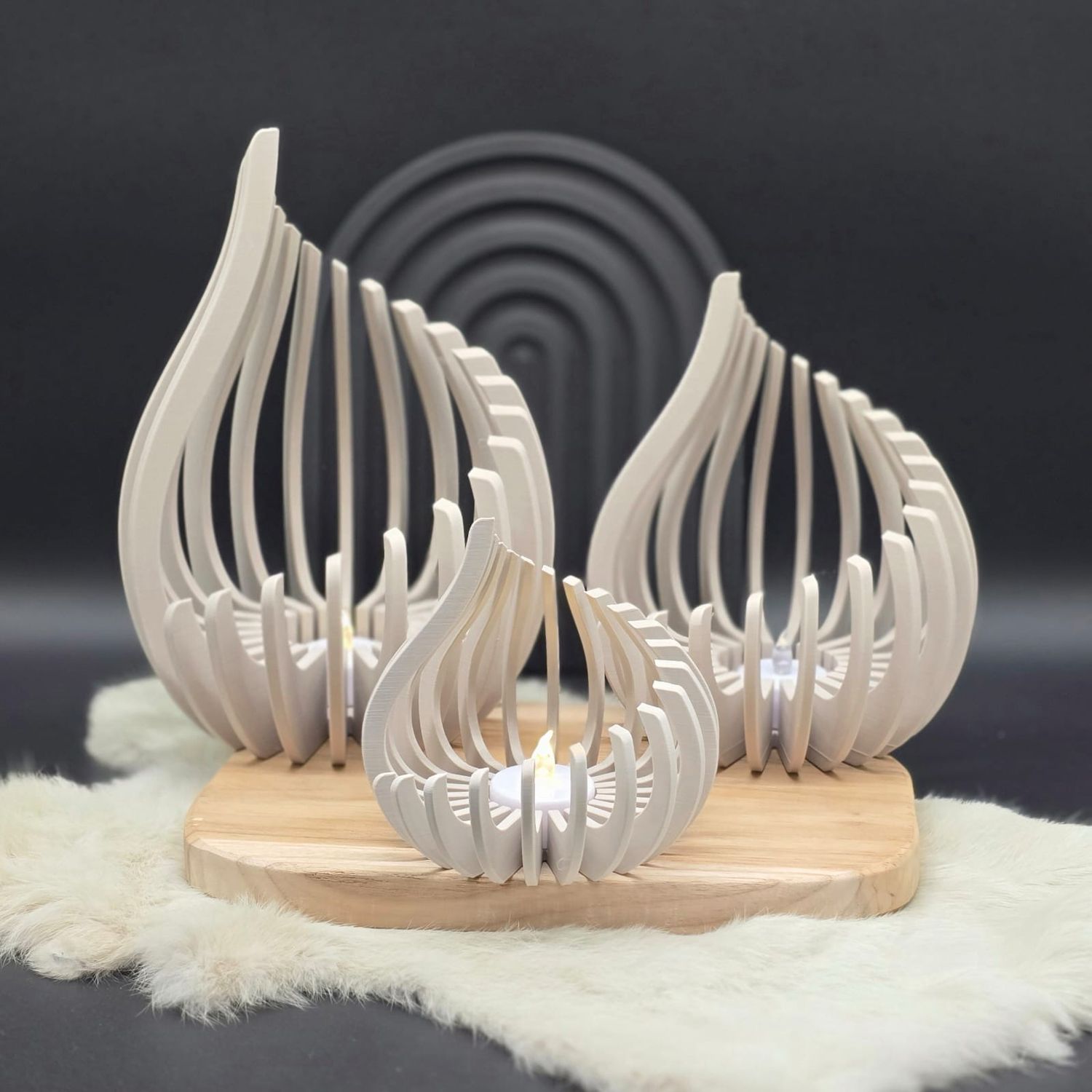 Kerzenleuchter Spirale in beige (mittel)