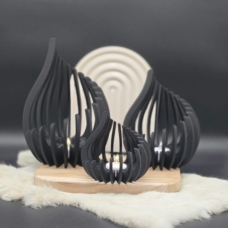 Kerzenhalter Windlicht  Spirale in schwarz (mittel)