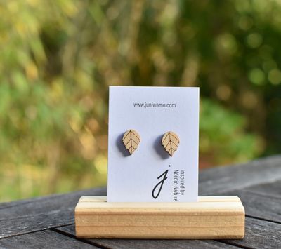 Ohrstecker Birkenblatt (klein), natur