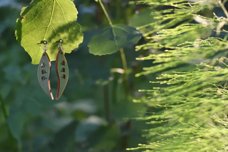 Hängeohrring Maiglöckchen, einseitig bedruckt, grün
