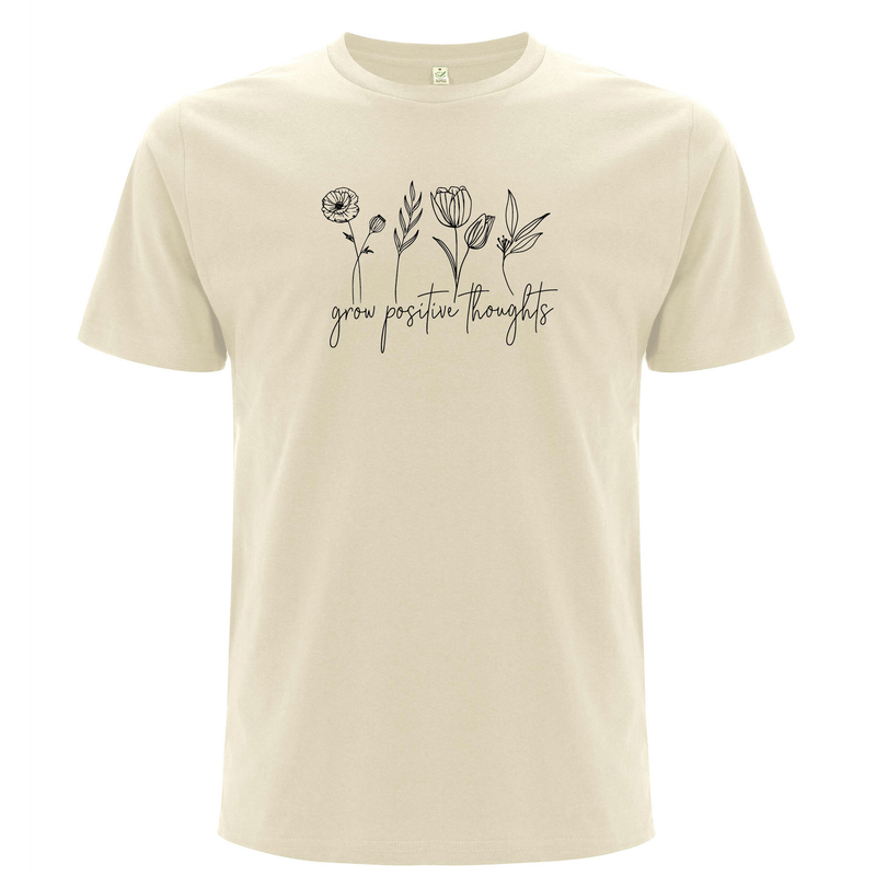 T-Shirt Unisex "Grow Positiv Thoughts" - Bio-Baumwolle, Fairwear