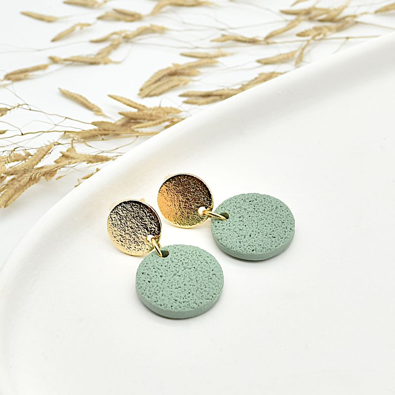 Ohrringe "Lilou" mit Dot-Anhänger, Retro-Grün, 18K vergoldet