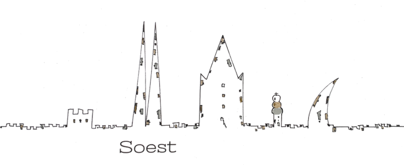 30x20x4cm Leinwand Soest Silhouette weiß  Kunstdruck nachgezeichnet und signiert