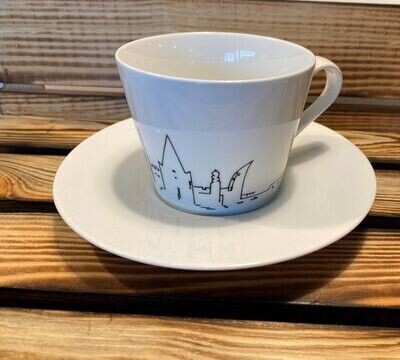 Kaffeetasse mit Untertasse Kaffeetasse mit Untertasse, Farbe: weiß