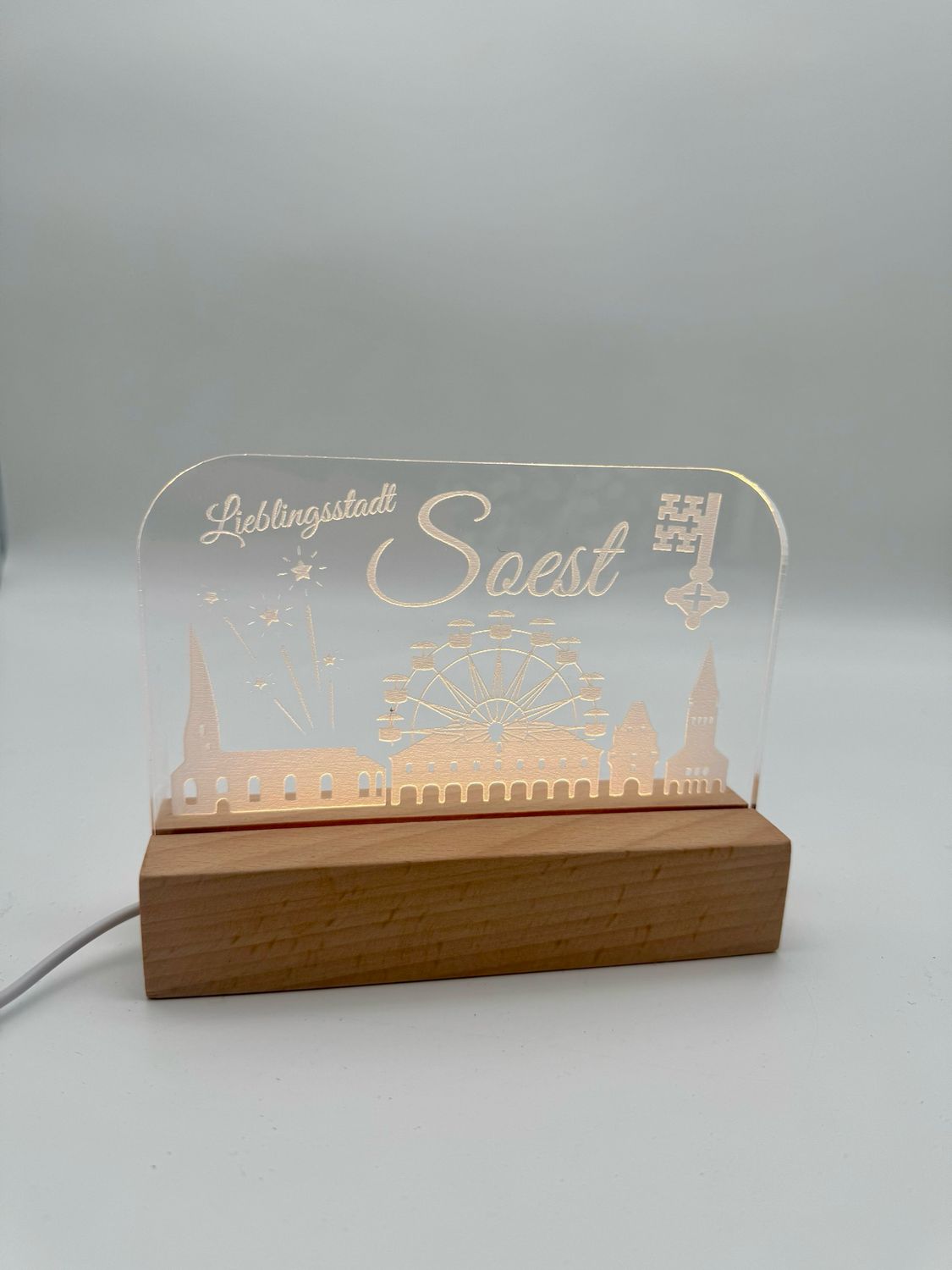LED Schild Holzsockel