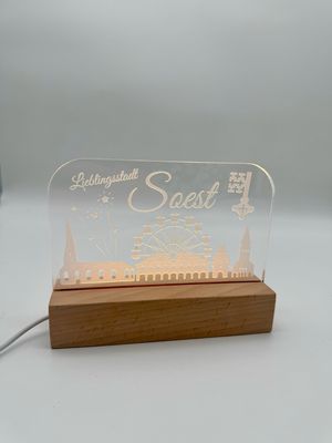 LED Schild Holzsockel LED Schild Holzsockel