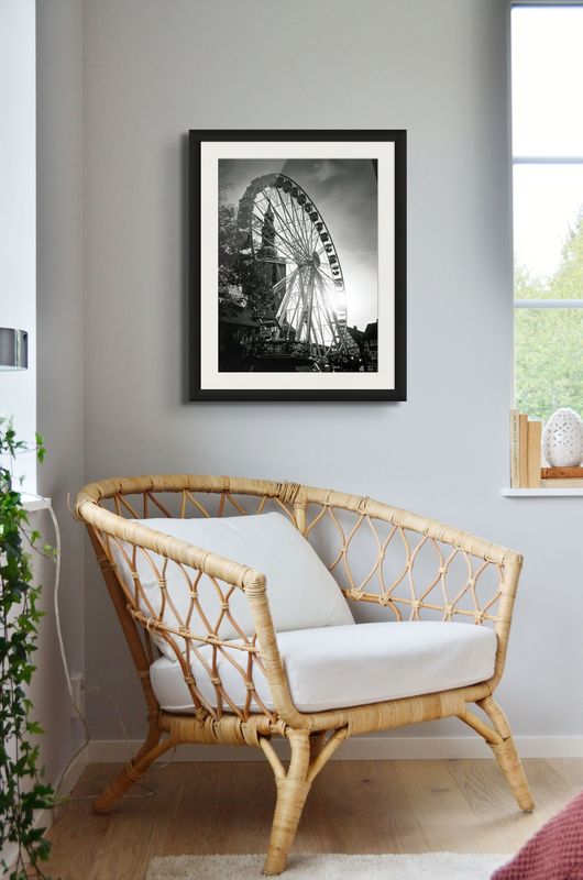 Print auf Fotopapier, " Riesenrad" mit Holzrahmen