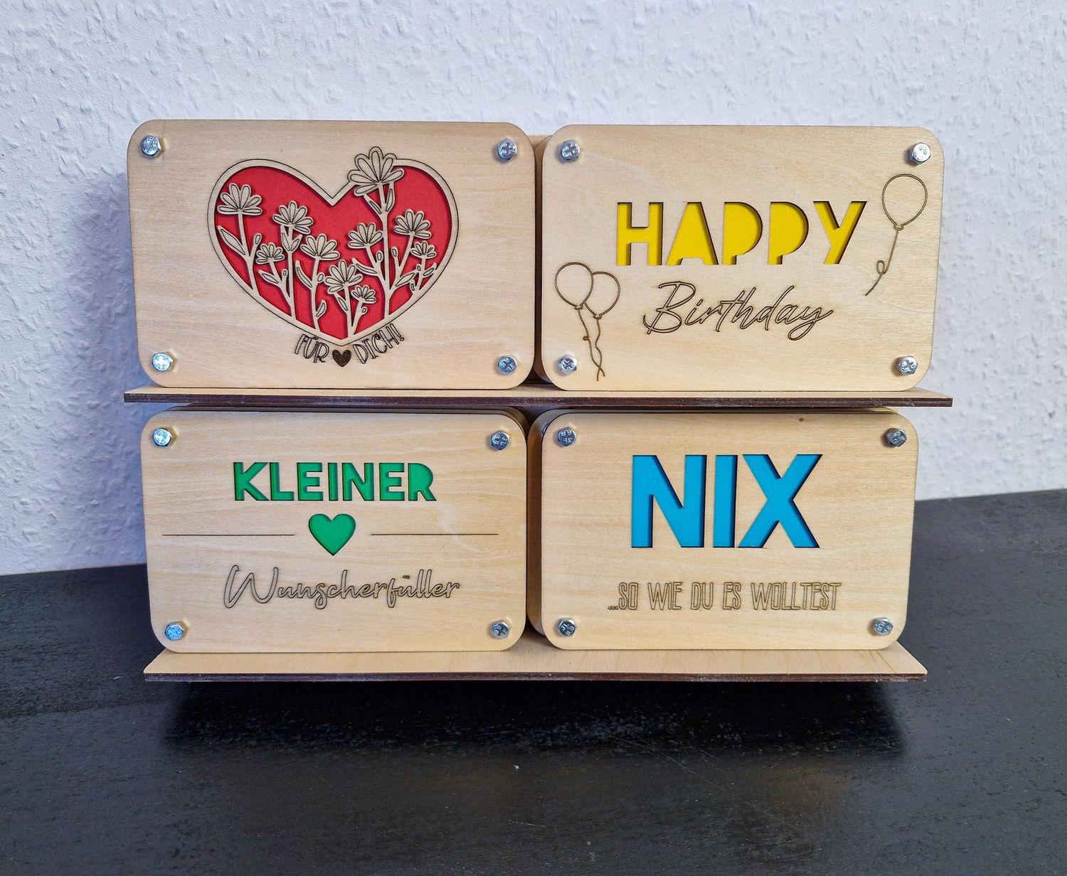 Geschenkkarte aus Holz - verschiedene Karten